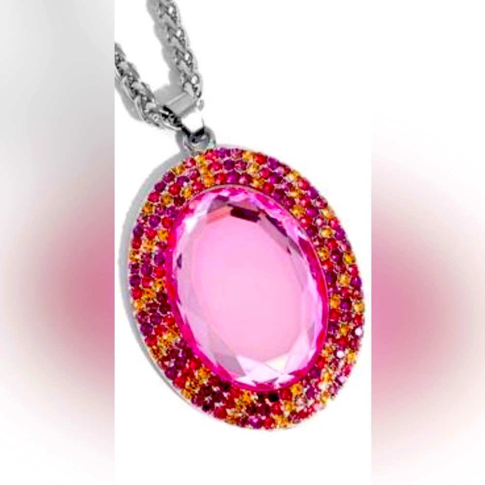 🔥💖🔥 STUNNING❗️”MANUFACTURED MAJESTY” PINK NECKLACE WITH FREE EARRINGS❗️🔥💖🔥
